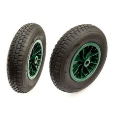 2x 4.80/4.00-8 Wheel & Tyre 15 Inch Green 2Ply 1" Bore Wheelbarrow Barrow Cart