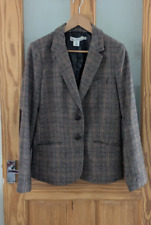 WOMENS H&M CLASSIC TWEED BROWN COUNTRY CHECK SMART JACKET UK SIZE 8