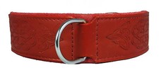 Red Celtic Leather Dog Collar Staffy Staffordshire Bull Terrier Bulldog 6 Sises