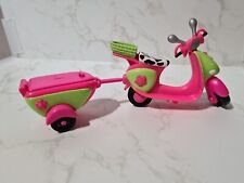 2002 Polly Pocket Snacktime Scooter Pink Green Vehicle and Trailer Only