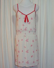 BEAUTIFUL SASS&BIDE CREAM & RED POPPY WAISTED SUN DRESS US 6 AUS 10 "AS ALWAYS"