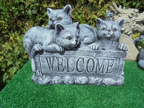 Welcome cats concrete - , garden
