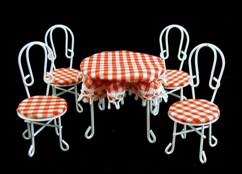 Dolls house table - table, chairs