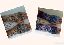 Ladies Hand Knitted Cabled Wrist-warmers / Fingerless Gloves - One Size