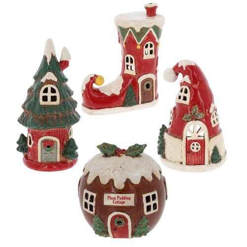 Village pottery tea light - village,