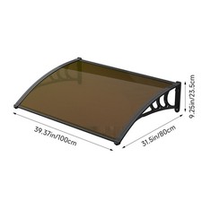 Front Door Canopy Awning Sun Shelter Porch Patio Window Awning Clear/Tawny Panel