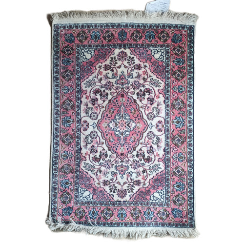 Kashmiri silk rug pink - silk,