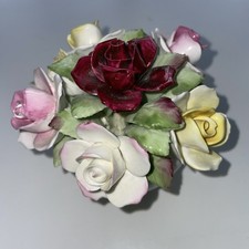 VINTAGE BONE CHINA POSY POT HAND MADE FLOWERS ROYAL DOULTON 4.5" DIA