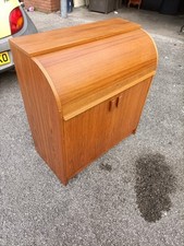 Mid Century Cylinder Top  Desk Teak Danish Style Interior  Draws .Base shelf...