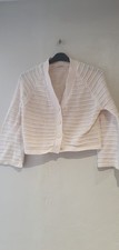 PRETTY IVORY CREAM SHORT CROCHET CARDIGAN BOLERO SHRUG TU SIZE 12