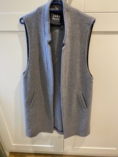 Zara Long Waistcoat Grey Size 10