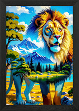 Surreal Lion Landscape Framed