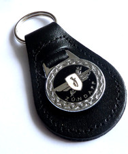 ZUNDAPP BLACK LEATHER  & ENAMEL KEYRING / KEY CHAIN