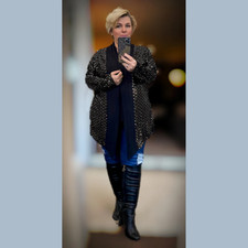 WOMENS JACKET LADIES LONGER LENGTH PARTY SEQUIN EVENING CARDI WATERFALL PLUS