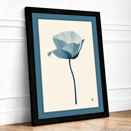 Blue poppy study botanical - blue,