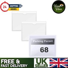 2x Self Adhesive Backed Windscreen Ticket Card Holder Parking Permit 105 X 105mm