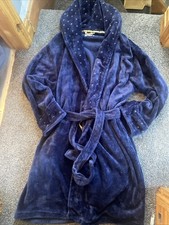 Ladies Navy Blue Dressing Gown In Soft Fleece Size 14/16 From Wysteria  Lane