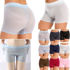 Womens Shorts Coverage Underwear See-through Bikini Semi Boyshorts Briefs Bike