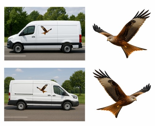 Red kite flight pair - in, flight,