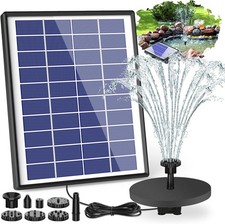 6.5W Solar Water Fountain, Built-In 1500 Mah Battery, Upgraded Pond RRP £42.99