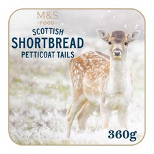 M&S Xmas All Butter Scottish Shortbread Biscuit Petticoat Tails Fawn Tin 360g