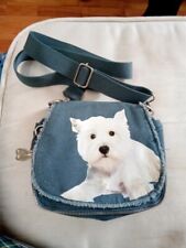 Fuzzy Nation denim westie dog crossbody bag