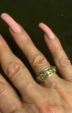 925 Sterling Silver ELEPHANT SPINNER RING Size O Width 8mm. Very Good Condition