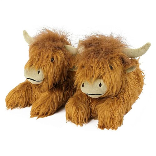 Highland cow slippers plush - slippers,