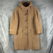 Vintage Gloverall Brown Hooded England Duffle Overcoat Coat Herringbone Mens 36