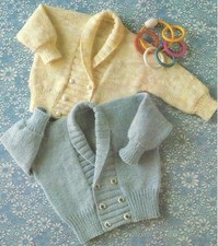 Baby's Double Breasted Jacket Shawl Collar Knitting Pattern 4ply & QK 16-21"1091