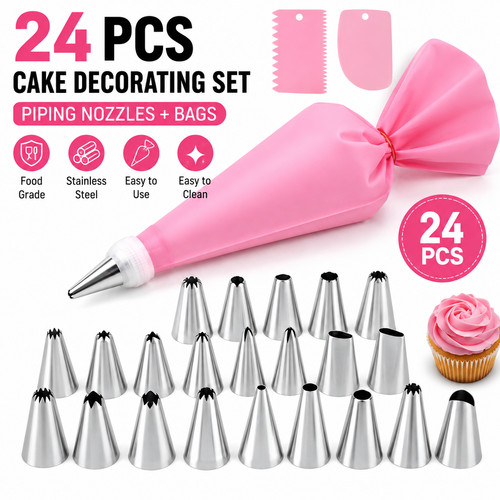 24pcs icing piping nozzles set - 24pcs,