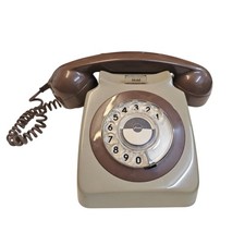 BT Telephone 8746 G 1980s Beige & Brown Landline Home Office Phone Prop Vintage