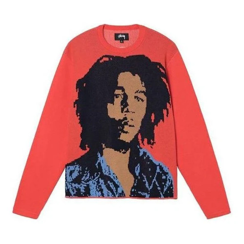 Stussy bob marley sweater red - stussy,