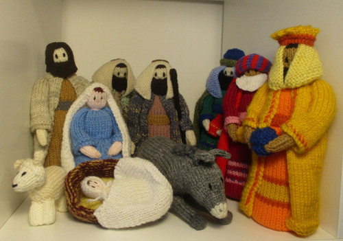 Hand knitted nativity - knitted, set