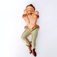 Vintage Chalkware Kitschy Wall Plaque Hanging Jester Figurine Large 15" Figurine