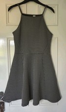 Womens H&M Divided Black And White Checked Sleeveless Strap Dress Size 12