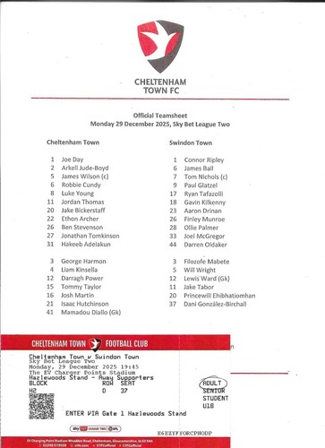 2025 cheltenham town v - 2025/26,