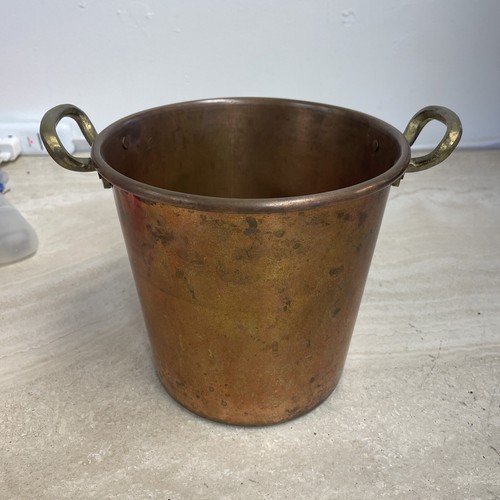 Antique copper pan with - with, brass