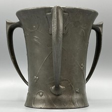 Antique Art Nouveau Pewter Tyg Vase 3 Handle Mistletoe Xmas c1905 KAYSERZINN