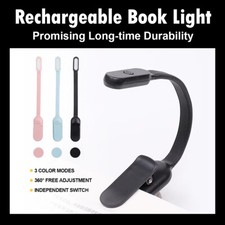 Usb Rechargeable Mini Led Book Light Clip-on Night Lights 3-color Temperatures