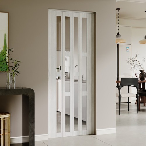 Pvc folding door white wood - door,