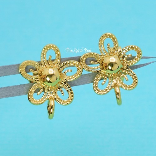 14k solid yellow gold - gold, filigree