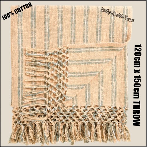 Striped macrame throw 120cm - macrame,