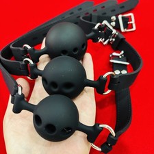 3 Size Full Silicone Ball Mouth Open Gag with Hole Bondage BDSM Restraints Adult