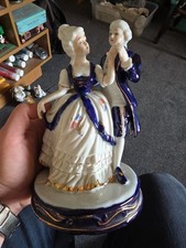 Vintage Colonial Victorian Man Woman Musical Revolving Figurine Music Box