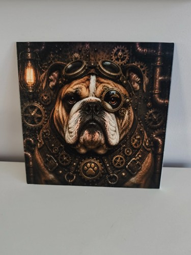 Steampunk bulldog canvas - bulldog,