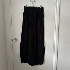 Black elastic waist wide leg
