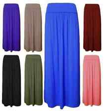 WOMEN PLEATED FOLD OVER HIGH WAIST GYPSY SKIRT LADIES LONG MAXI JERSEY UK 8-26