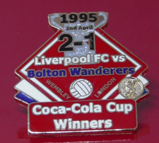 Danbury Mint Enamel Pin Badge Liverpool Football Club Bolton Coca Cola Cup 1995
