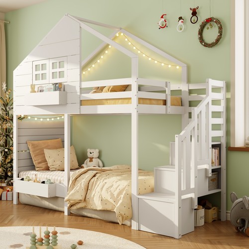 White kids loft bed 90x190cm - kids,
